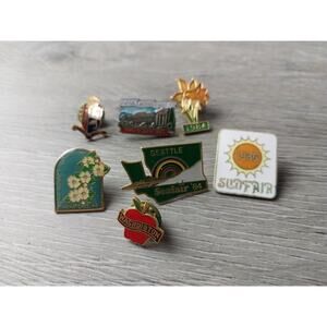 VTG Lapel Hat Pin Gold Tone Seattle Seafair 1984 1988 Sunfair Apple Blossom